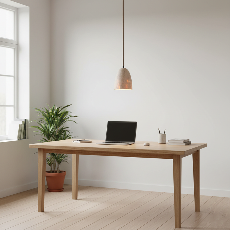 Travertine Stone Pendant Light – Modern Minimal Hanging Ceiling Lamp for Kitchen Island & Dining Room