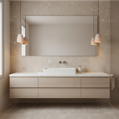 Travertine Stone Pendant Light – Modern Minimal Hanging Ceiling Lamp for Kitchen Island & Dining Room
