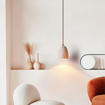 Travertine Stone Pendant Light – Modern Minimal Hanging Ceiling Lamp for Kitchen Island & Dining Room