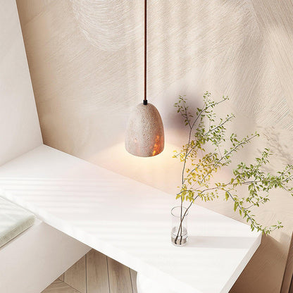 Travertine Stone Pendant Light – Modern Minimal Hanging Ceiling Lamp for Kitchen Island & Dining Room