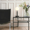 Dimmable Brass Globe Table Lamp with Frosted Glass Shade – Plug-In, Bulb Included
