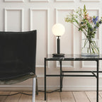 Dimmable Brass Globe Table Lamp with Frosted Glass Shade – Plug-In, Bulb Included