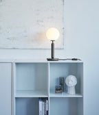 Dimmable Brass Globe Table Lamp with Frosted Glass Shade – Plug-In, Bulb Included