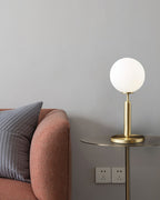 Dimmable Brass Globe Table Lamp with Frosted Glass Shade – Plug-In, Bulb Included