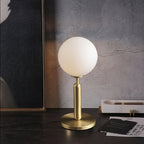 Dimmable Brass Globe Table Lamp with Frosted Glass Shade – Plug-In, Bulb Included
