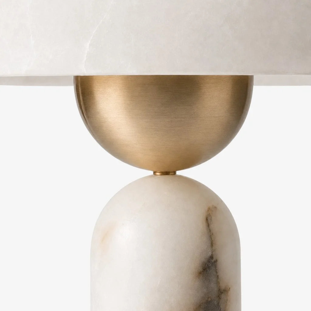 Stone Mushroom Dome Table Lamp with Gold Accent – Plug-In