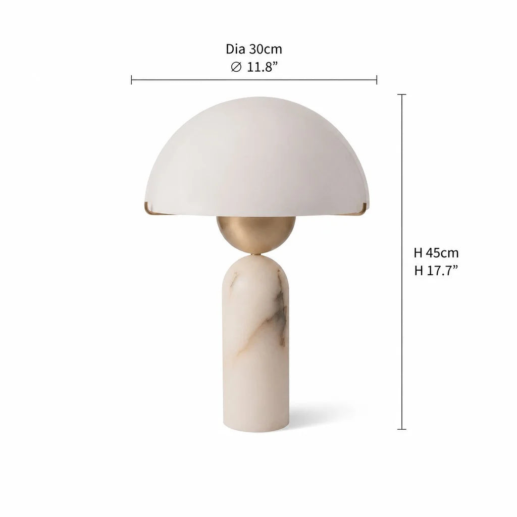 Stone Mushroom Dome Table Lamp with Gold Accent – Plug-In
