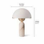 Stone Mushroom Dome Table Lamp with Gold Accent – Plug-In