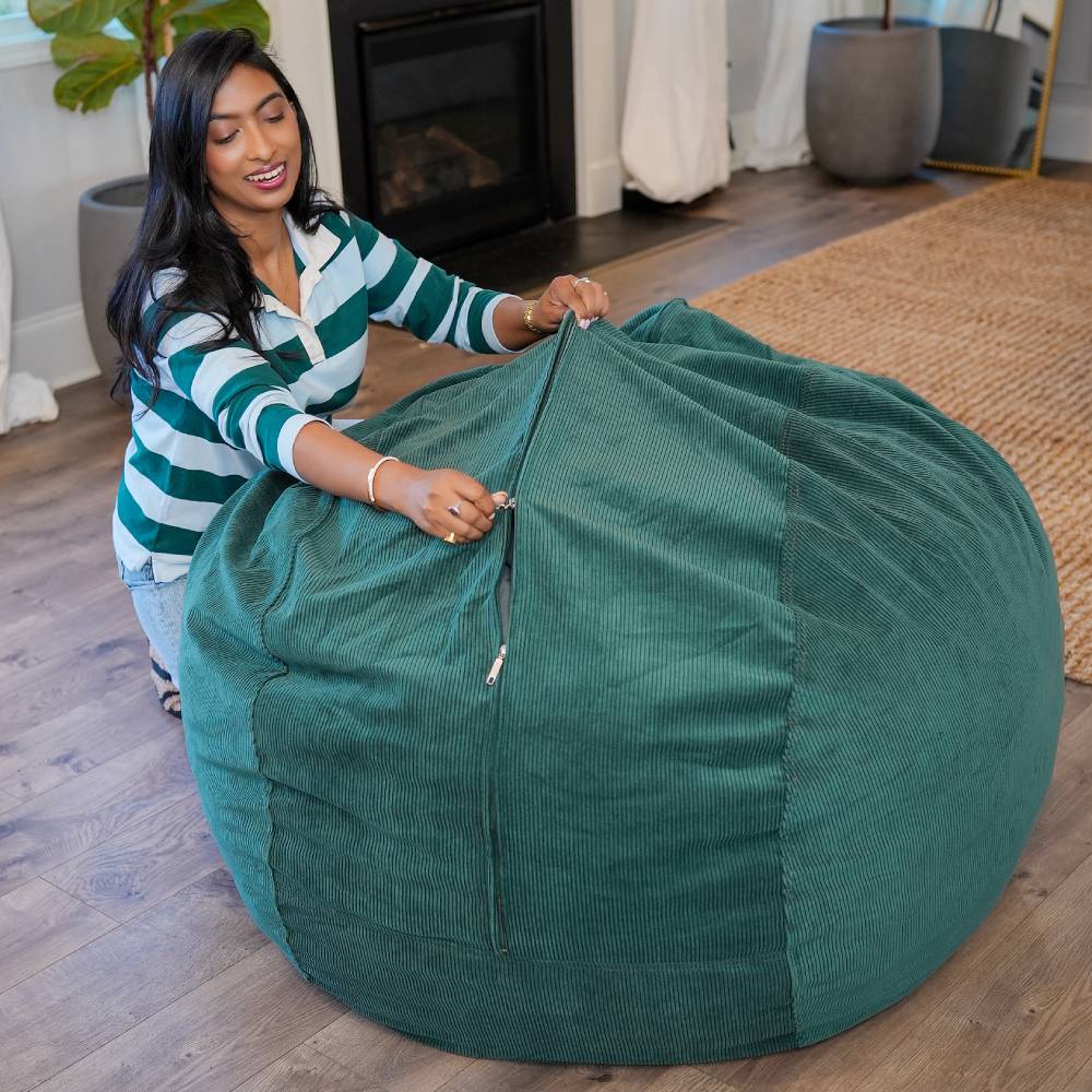 Convertible Plush Bean Bag Chair with Hidden Pull-Out Bed