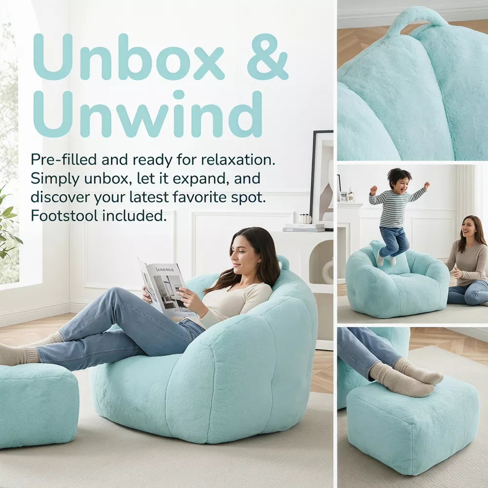 Foam Bean Bag Chair with Footrest