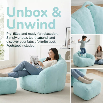 Foam Bean Bag Chair with Footrest