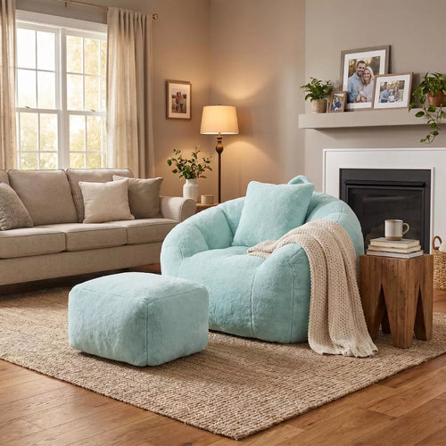 Foam Bean Bag Chair with Footrest