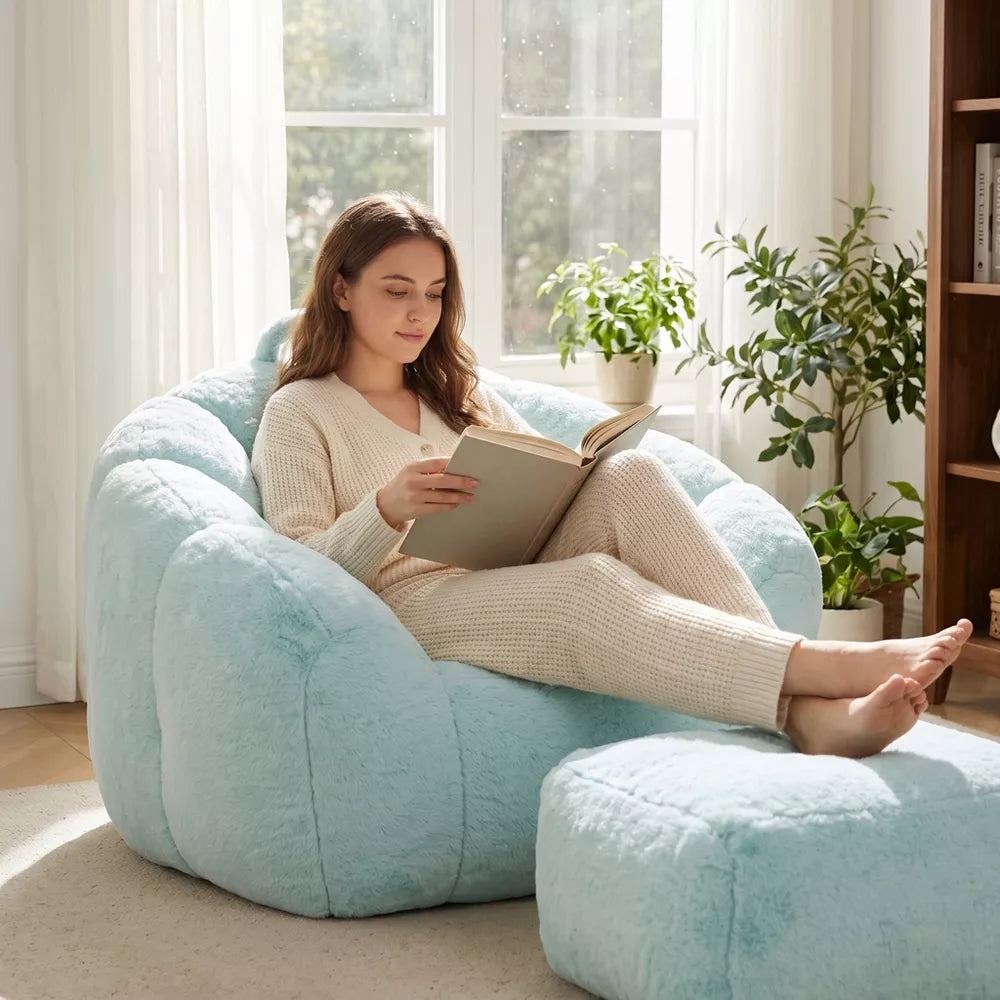 Foam Bean Bag Chair with Footrest