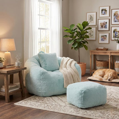 Foam Bean Bag Chair with Footrest