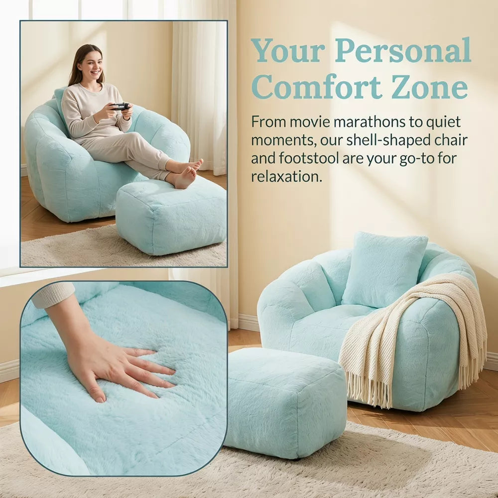 Foam Bean Bag Chair with Footrest