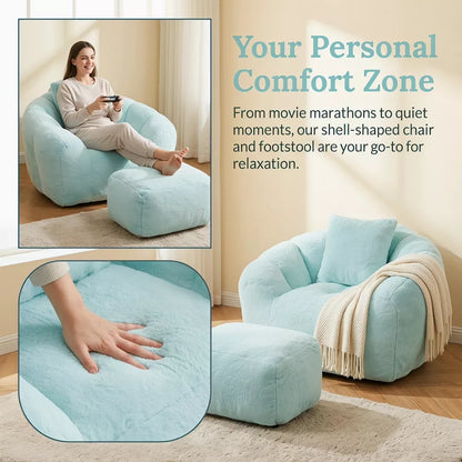 Foam Bean Bag Chair with Footrest