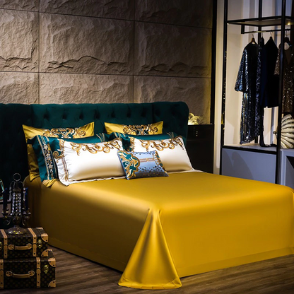 Emery Egyptian Cotton Satin Duvet Cover Set – 1000TC Luxury Embroidered Bedding