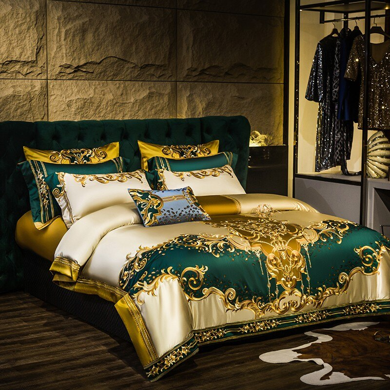 Emery Egyptian Cotton Satin Duvet Cover Set – 1000TC Luxury Embroidered Bedding