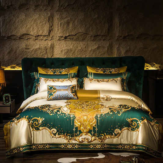 Emery Egyptian Cotton Satin Duvet Cover Set – 1000TC Luxury Embroidered Bedding