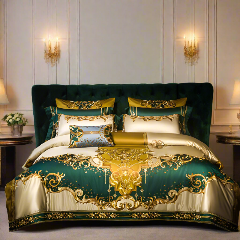 Emery Egyptian Cotton Satin Duvet Cover Set – 1000TC Luxury Embroidered Bedding