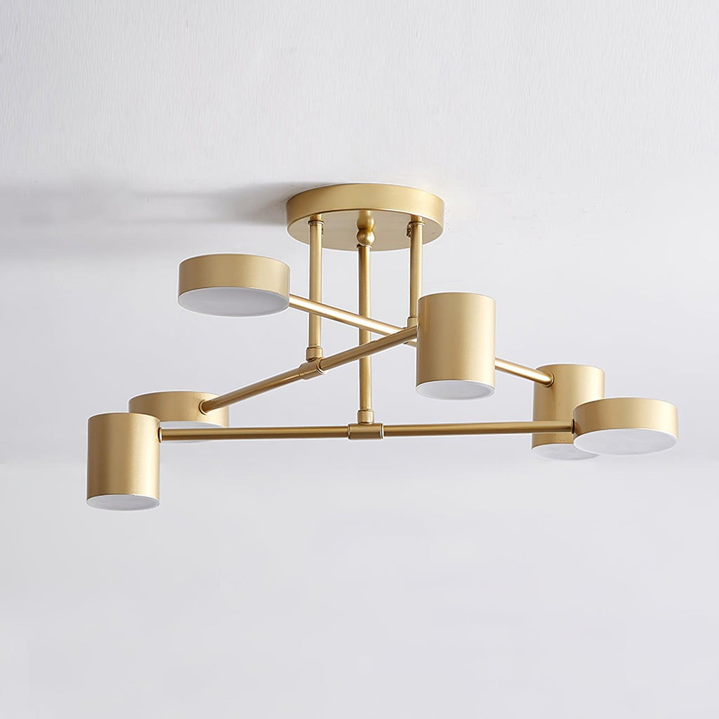 Axis 6-light sputnik LED semi flush mount ceiling light in gold
