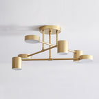 Axis 6-light sputnik LED semi flush mount ceiling light in gold
