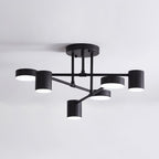 Axis 6-light sputnik LED semi flush mount ceiling light in matte black