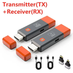 Wireless HDMI transmitter and receiver kit with USB cables and adapters