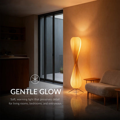 Wooden Floor Lamp Sculptural Dimmable LED Floor Light