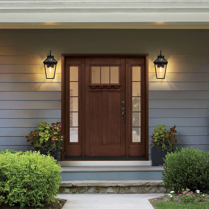 Matte Black Outdoor Lantern Wall Sconce — Set of 2