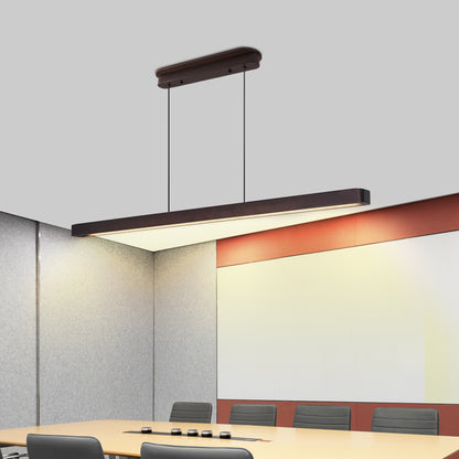 Walnut Linear LED Suspension Light — 51 Inch — Dimmable
