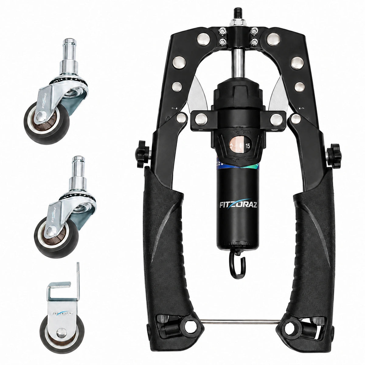 Adjustable 3-in-1 Chest & Arm Trainer with Ab Roller Wheel