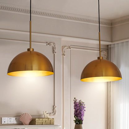 Brushed Copper Dome Double Chandelier — 2 Light — 41 Inch
