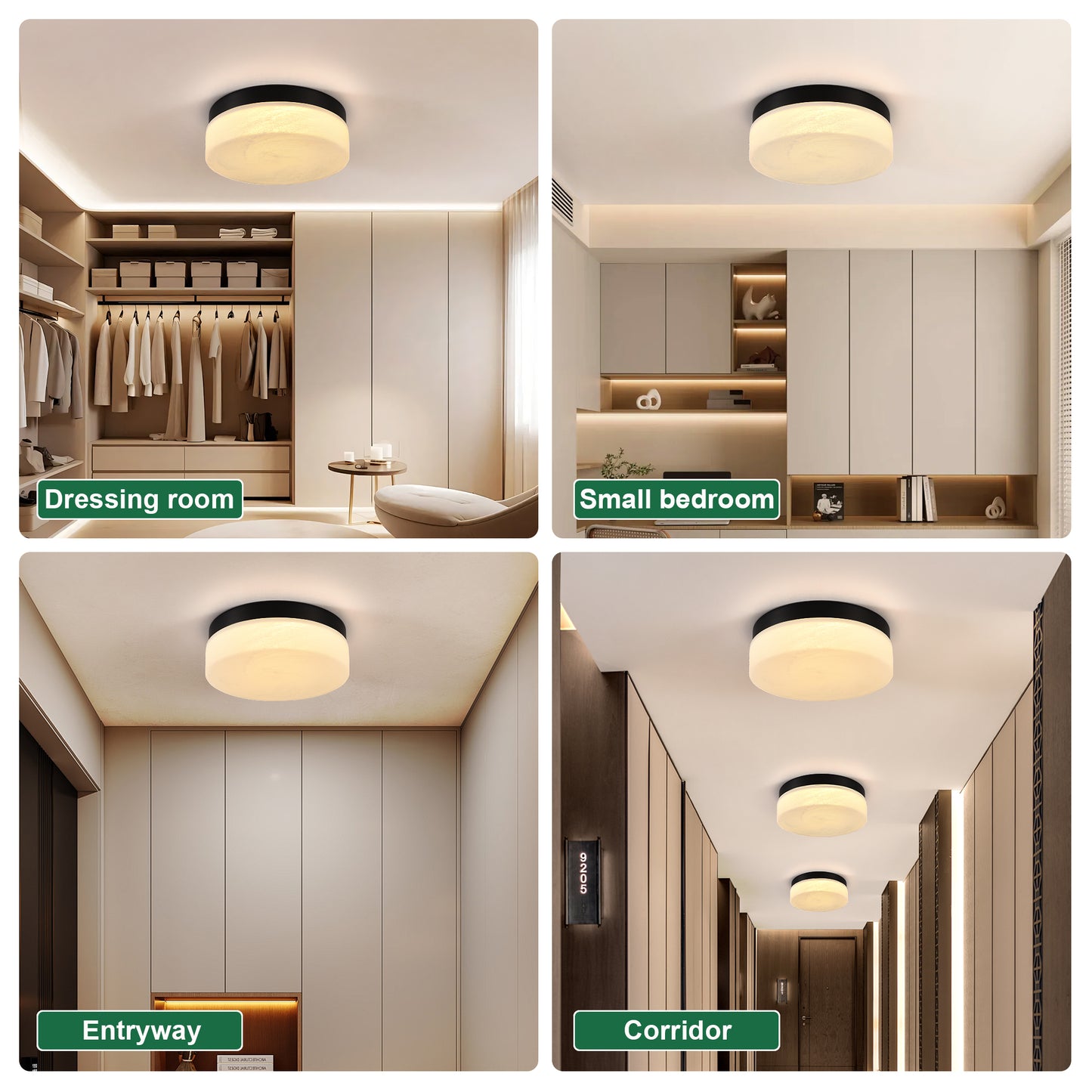 Matte Black Round LED Flush Mount Ceiling Light — 24W — 12 Inch
