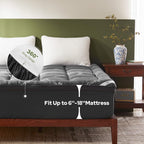 Bamboo cooling mattress topper with gel memory foam, full view