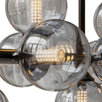 16-light bubble glass globe chandelier, mid-century linear sputnik design in matte black