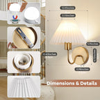 Pleated Shade Wireless Wall Sconce Set of 2 – Rechargeable, Remote Control & Dimmable