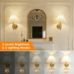 Pleated Shade Wireless Wall Sconce Set of 2 – Rechargeable, Remote Control & Dimmable