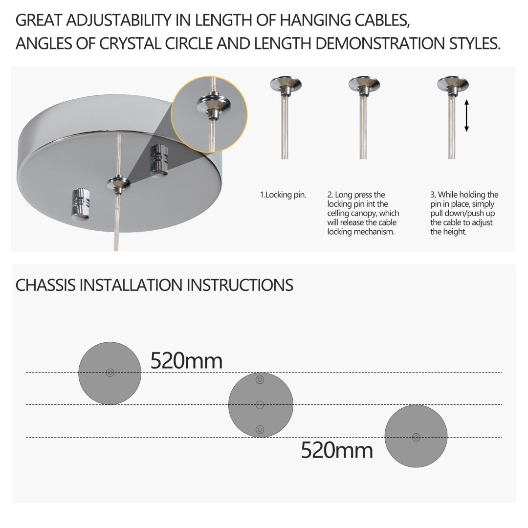 Modern Wave Crystal Chandelier 36" – LED Ceiling Light for Living Room & Dining Space