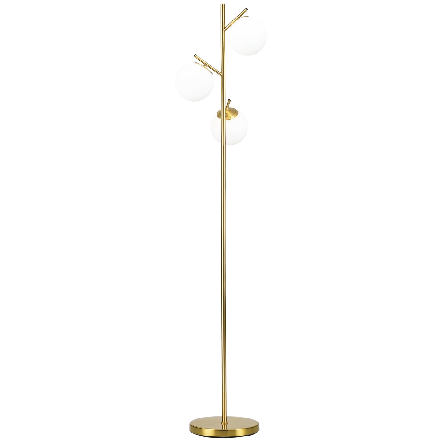 Gold Tree Floor Lamp — 3 Light Globe Shades — 66.5 Inch