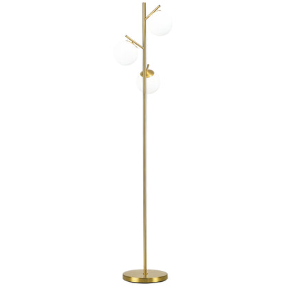 Gold Tree Floor Lamp — 3 Light Globe Shades — 66.5 Inch