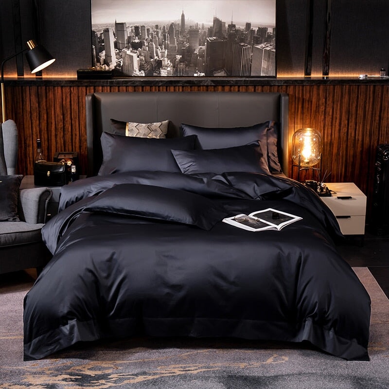 Black Egyptian Cotton Duvet Cover Set – 600TC Hotel Style 