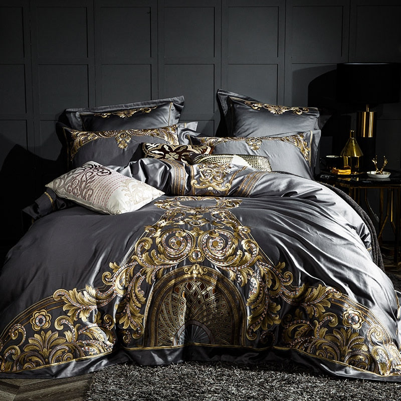 Egyptian Cotton 1000TC Duvet Cover Set – Linen Whisper Luxury Embroidered Bedding