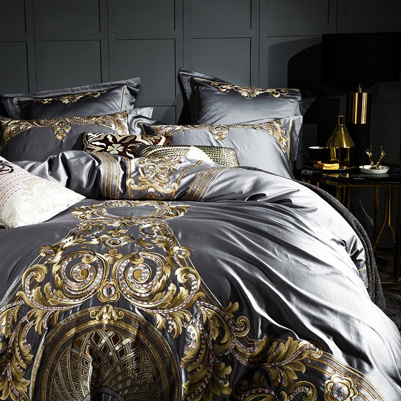 Egyptian Cotton 1000TC Duvet Cover Set – Linen Whisper Luxury Embroidered Bedding