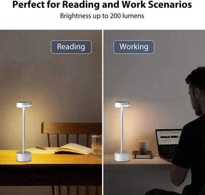 Portable cordless table lamp with aluminum body and round shade for camping and outdoor use – view 08 of 8