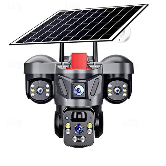 Solar triple-lens security camera with 3-screen display – Open House